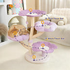 Happy & Polly 35.4 inch Woven Blossom Cat Tree, Fleece Floral Cat Tower with Sisal Scratching Post for Indoor Cats