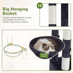 Cat Tree for Large Adult, 71.7'' Tall Cat Tower for Indoor Cats, Sturdy Heavy Duty Cat Tree Tower for 20 lbs+Cats, 3 Big Cat Condos, 10 Scratching Posts, 3 Platforms, Drak Gray GCT036G
