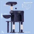 Hey-brother Cat Tree Tower, Scratching Posts with Cozy Condo, Padded Bed, Hammock, Plush Perch, Sisal Post and Ball for Indoor Kittens, 44.9 Inches, Smoky Gray MPJ009SG