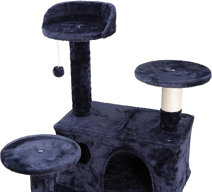 54 Inch Cat Tree Tower for Indoor Cats, Plush Multi-Level Cat Condo w/Padded Plush Perch,Scratching Post,Kittens Pet Play House,Blue