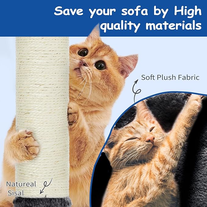 Cat Craft Cat Tree 63 Inch Cat Tower for Indoor Cats, Multi-Level Cat Tree for Large Cats 20 lbs+ Heavy Duty Cat Tower with Sisal Scratching Posts, Hammock, Condo and Extended Platform, Black