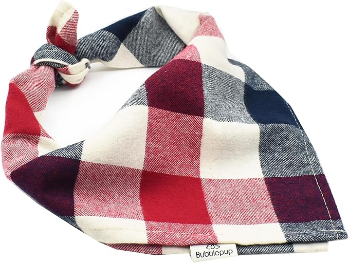 Bubblepup Dog Bandanas, Fall Dog Bandana for Boys Girls, Plaid Reversible Triangle Bibs Scarf Accessories for Dogs Pets