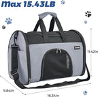 Zavothy TSA Airline Approved Soft-Sided Pet Carrier for Small to Medium Cats and Puppies, Up to 15 Lbs – Collapsible Travel Carrier for Dogs & Cats, Grey