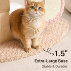 Aesthetic Flower Cat Tree Tower with Scratching Post for Indoor Cats, 37" Modern Cat Tree with Wood Sculpted Branch, Flower Cat Beds, Scratching Board & Interactive Squeaky Toy, Sakura Pink