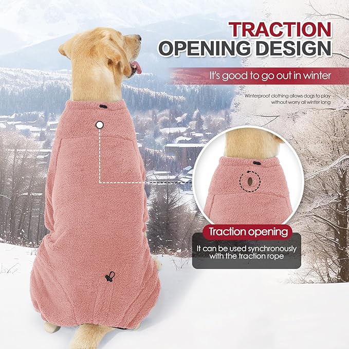 Dog Winter Coat for Small Medium Large Dog for Run Walk Sleep Warm Fleece Pet Sweater & Windproof Pajamas Snow Jacket XS Pink