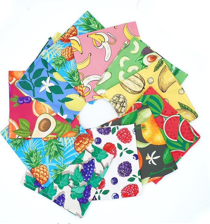 10PCS Dog Bandanas Summer Fruit for for Large Extral Large XL XXL Breed Pink Purple Yellow Blue Kerchief Triangle Bibs Head Scarves for Boys and Girls Grooming Costume