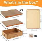 Uross Cat Scratcher Mat & 3pcs Scratching Board Set - Natural Sisal Cat Scratch Mats Large Cat Scratch Rug Scratch Pads Box for Indoor Cats Scratch Pad for Horizontal Cat Scratcher