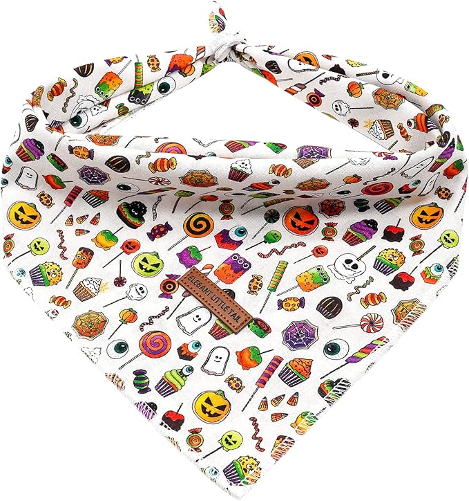 Elegant little tail Halloween Dog Bandana, Holiday Girl Boy Dog Bandanas for Small Medium Large Soft Dogs Washable Square Dog Scarf Adjustable Dog Kerchief