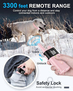 No Shock Dog Training Collar with Remote, Dog Vibration Collar with Controller Beep and Vibrate Only, Safe Lock Waterproof Rechargeable Vibrating Collars for Dogs(10-120 lbs)-No Prongs (Pink)