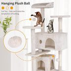 BLKMTY Cat Tree 70" Tall Cats Tower Large Cat Condo Climber Cats Climbing Stand with Top Perches Playhouse and Climbing Ladder Kitty Activity Tree w/Scratching Post Toys, Beige