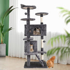 Cat Tree for Indoor Cats, Multi-Level Cat Tower with Scratching Posts & Cozy Condo, Space Saving Cat Activity Center, Durable Pet Play House (54in,Light Gray)