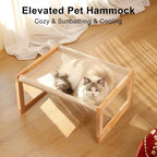 FUKUMARU Dog Bed, Large Breathable Elevated Cat Hammock, Wooden Cat Beds for Outdoor and Indoor, 21 Inch Raised Pet Beds Suitable for Cats, Puppy, Bunny and Small Animal
