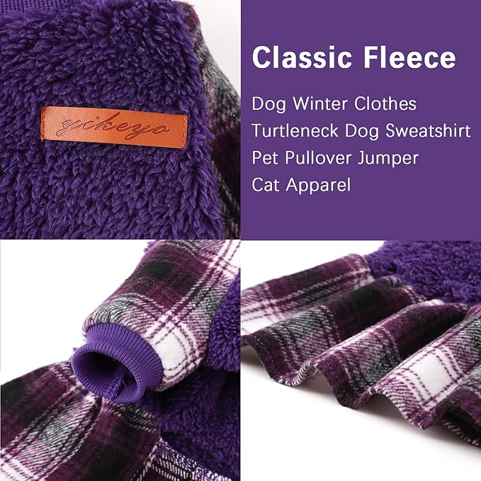 Dog Sweater Dog Clothes for Small Dogs Boy Girl Fall Puppy Dress Warm Fleece Chihuahua Yorkie Teacup Doggie Sweaters Dresses Doggy Sweater for Small Dogs Girl Cat Outfit, Purple, XS