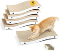 Cat Scratcher, Durable Scratch Pad, Corrugated Cardboard Scratching Board for Indoor Cats, Heavy Duty, Double-Sided Usability, Recyclable, with Catnip, Medium, 4 Pack