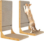 EHEYCIGA 2-Pack Cat Scratcher, 25.6 Inch L-Shaped Cardboard Scratch Pad for Indoor Cats, Vertical Cat Scratching Board with Ball Toy, Furniture Protector, Reversible Design for Double Life, Large