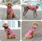 Warm Fleece Dog Coats with Durable Harness Buitl in D-Ring,Waterproof Doggie Jacket for Large Dogs,Dog Vest for Cold Winter,Red,Snow Pattern XXL