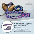 Lucky Love Dog Martingale Dog Collar & Leash - Adjustable, No-Slip, Durable, Comfortable, Soft Webbing, & Stylish Patterned Collar & Leash Set for Male and Female Dogs - Primrose Combo, Small