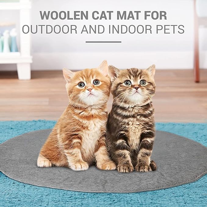 Cat Bed Mat Natural Merino Wool Cozy Large Carpet Pad for Pet Cats Kitty Small Dog House Warm Organic Sheep Wool Scratch Floor Mats Rug Bedding (Plain Gray, Large)