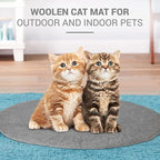 Cat Bed Mat Natural Merino Wool Cozy Large Carpet Pad for Pet Cats Kitty Small Dog House Warm Organic Sheep Wool Scratch Floor Mats Rug Bedding (Plain Gray, Large)