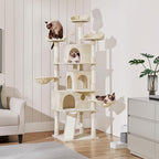 Topeakmart Cat Trees for Large Inoor Cats, 76.5'' Extra Big Cat Tower with 3 Cozy Perches, 3 Warm Condos, Scratching Posts for Cats Kitty