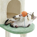 Yaheetech 65in Cat Tree, Cat Tower with Heart-Shaped Platform, Hanging Ball, Double Condos, Scratching Posts for Indoor Cats, Cat Climbing Frame Bed Furniture, Beige & Green & Orange