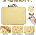 2 Pack Natural Sisal Cat and Rabbit Scratching Mat, 16" x 12" Horizontal Scratching Pad with Sticky Velcro Tape,Protects Furniture Sofa Carpet(Beige)