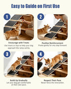 Dog Ramp for Stairs, 2 Pack Wooden Pet Steps for Small Dogs, Foldable Anti-Slip Stair Ramp for Senior, Short-Legged & Injured Pets, Adjustable Low-Angle Dog Stair Wedge