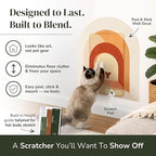 Vertical Cat Scratcher - Removable Wall Mounted Cat Scratcher and Art Decal – Wall Scratch Pad for Cats with Sisal Cat Scratcher – Large Protective Wall Scratchers for Indoor Cats