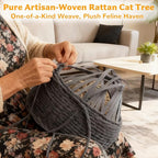 Modern Cat Tree Tower for Large Cat with Scratching Post for Indoor, 46 inch Multi-Level Cat Tower with Handwoven Beds, Cat Cave, Dangling Balls