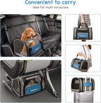 BurgeonNest Cat Carrier, Airline Approved Dog Carrier, Soft Sided Cat Pet Carrier for Small Medium Cats Dogs Under 10 lbs with Side Bag, Collapsible Travel Kitten Puppy Carriers, Blue