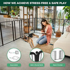 FXW Homeplus Unleashed Indoor Dog Playpen - Stress-Free and Safe Play, Heavy Duty 45 Inch 6 Panels Dog Pen for Large Dogs, Black│Patented