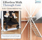 Pressure Mounted Baby Gate for Stairs, Extra Wide 29-40.5 Inch Adjustable, Auto-Close, Double Lock, 29.9" Tall Metal Dog Gates for Doorways, Kitchen & Hallways, CPC & CE Certified, White