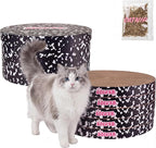 CSR1012D Kate 12 Inch Cardboard Cat Scratcher Pads with Box & Catnip, Reversible Heavy-Duty Scratch Boards for Cats, Furniture Protection, Classic Pattern, Black/White, 5-Pack