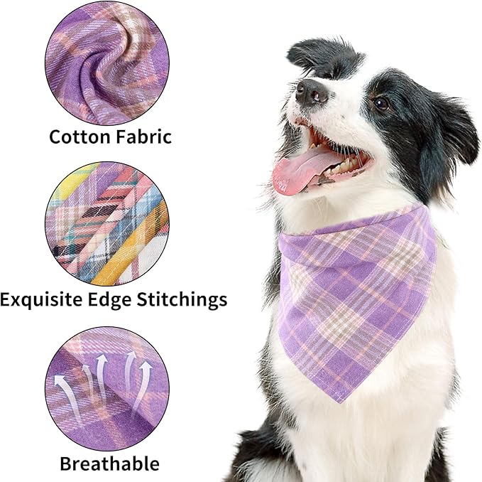 Segarty 30 Pack Triangle Dog Bandanas, 22.8"x15.7" Plaid Bibs Washable Pet Scarf Accessories Bulk for Small Medium Dogs Cats Large Puppy, Adjustable Reversible Boy Pets Birthday Kerchief