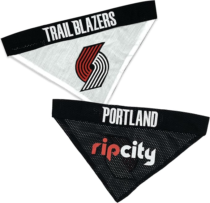 Pets First NBA Dog Bandana -Portland Trailblazers Reversible Bandana. 2 Sided Home & Away Sports Bandana with a Premium Embroidery Team Logo, Small/Medium