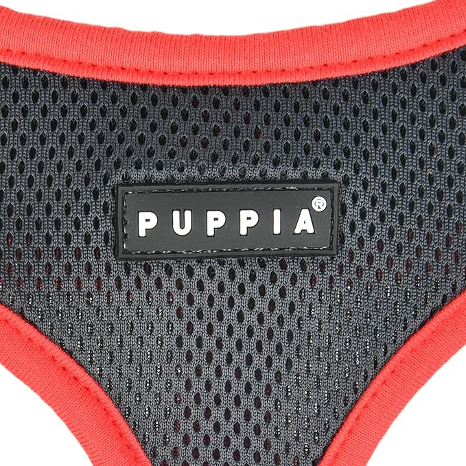 Puppia Soft Dog Harness II Mesh Over-The-Head All Season No Pull No Choke Walking Training Adjustable for Small & Medium Dog - Grey - M