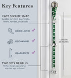 PoochieBells Dog Doorbell, Dog Potty Training Bells, Dog Safe USA-Made w/Perfect Sound,Dog Trainer Approved, Housetraining Made Easy & Quick, Sig Tracks Green