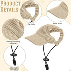 Jadive Medium Dog Sun Hat with Ear Holes, Dog Cat Sunglasses with Anti-Slip Silicone Rope Baseball Cap Adjustable Puppy Sunbonnet Headdress Beach Visor Hat for Puppies Summer Outdoor(Khaki)