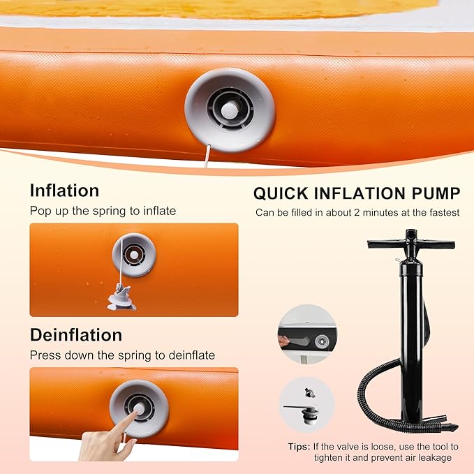 VOFiTNY Dog Pool Ramp, Safe Pool Ramp for Dogs Up to 200lbs, 2025 New Dog Boat Ramps with Non-Slip EVA Pad&Weighten Ladder, Puppy Steps for Pool/Boat/Dock/Sea, Orange Doggie Dock with Hand Pump