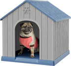 Bifanuo Dog House Outdoor Indoor, Plastic Small Dog House-Weatherproof Design with Air Vents & Elevated Floor for Small to Medium Dogs, Easy Clean and Assemble (Blue)