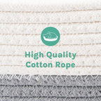 Kitty City Woven Cat Bed with Removable Washable Cushion, Cozy Braided Rope Indoor Cat Bed with Natural Catnip, Warm Round Cat Bed for Small to Medium Cats, 14” x 19" - White/Grey