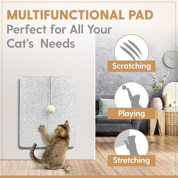 Handy Hound Cat Corner Scratcher - Innovative Cat Scratch Pad for Wall and Corner - Durable and Fun Cat Wall Scratcher for Sharp Claws - White