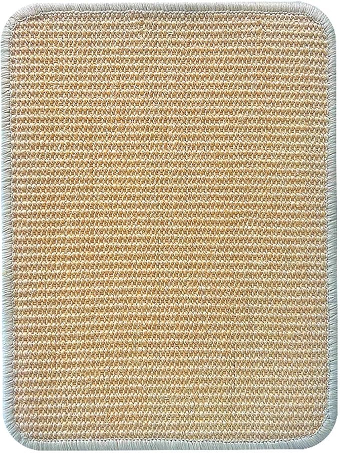 Cat Scratcher Mat Natural Sisal Cat Scratching Pads with Self-Adhesive Horizontal Floor Rug for Indoor Cats Grinding Claws Nails, Beige, 12" x 16"