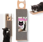 Necoichi Cardboard Hang & Scratch Doorknob Cat Scratcherfor Indoor Cats - Cat Scratching Board, Cat Scratch Pad Lounger with Reversible Usability and Extra Comfort for Wall (Oak)
