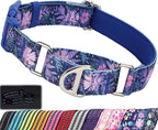 Martingale Collar for Dogs - No Slip Choke Heavy Duty Collar with Reflective Nylon, Quick Release Buckle & Bohemian Floral Pattern for Training, Walking & Overexcited Dogs S