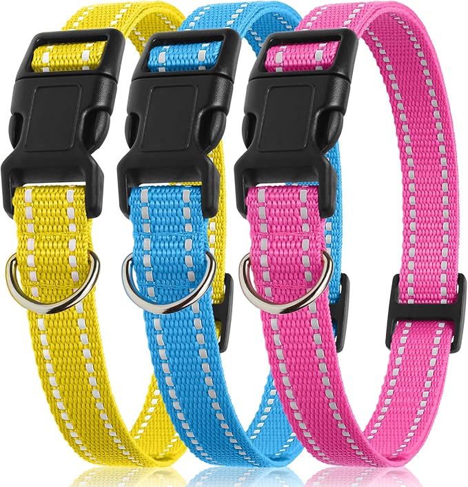 PetJoy Replacement Strap for E-Collar with Reflective Strip & D-Ring – 3 Pack Adjustable Nylon Collar Band for Small, Medium & Large Dogs