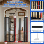 55 Inch Extra Tall Pet Gate for Cats,29.92"-43" Adjustable Wide Dog Gates,Pressure Mounted Walk Through Tall Pets Gate for Doorways,Hallway,Stairs(Black)
