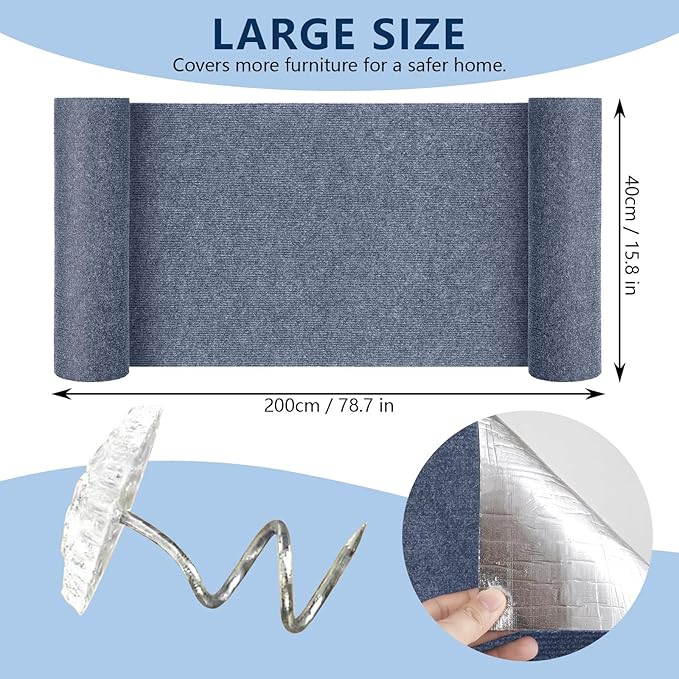 Cat Scratch Pad 78.7x15.8 Inch Self-Adhesive Trimmable Durable Cat Claws Furniture Protector for Couch Sofa Wall Door