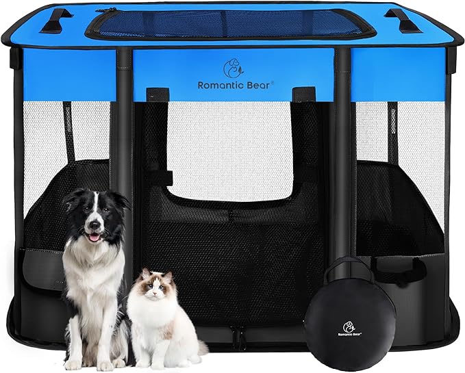 40x32x24 Inches Dog Playpen,Pet Playpen,Foldable Puppy Cat Playpen,Portable Exercise Kennel Tent Crate,Water-Resistant Breathable Shade Cover,Indoor Outdoor Travel Camping Use for Small Animals(L)