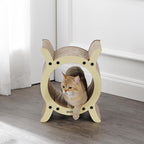 CSR1007A Nyan 16.5" Modern Cardboard Tunnel Cat Scratcher with Catnip, Almond
